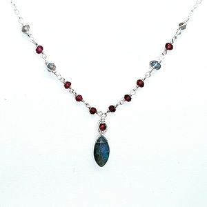 Labradorite garnet & 92.5 sterling silver necklace